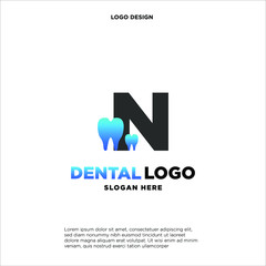 Initial Letter N Dental Logo Design Template