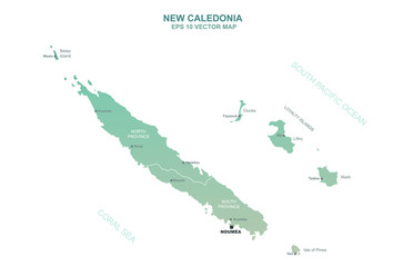 new caledonia vector map. detailed oceania countries vector map. 