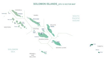 solomon islands map. vector map of solomon islands. detailed oceania countries map. 
