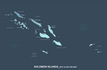 solomon islands map. vector map of solomon islands. detailed oceania countries map. 