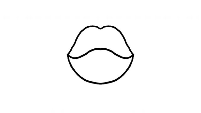 Two style of lips kissing including doodle style and red lips style, hand drawn 2d frame by frame animation.