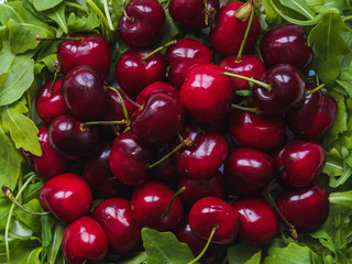 cherries on a green base