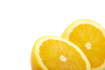 Two halved oranges
