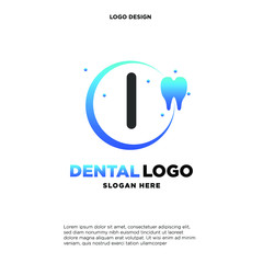 Initial Letter I Dental Logo Design Template