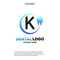 Initial Letter K Dental Logo Design Template