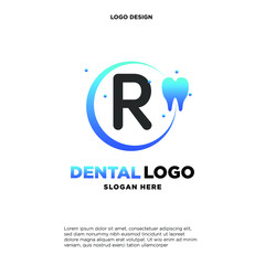 Initial Letter R Dental Logo Design Template