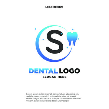 Initial Letter S Dental Logo Design Template