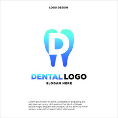 Initial Letter D Dental Logo Design Template