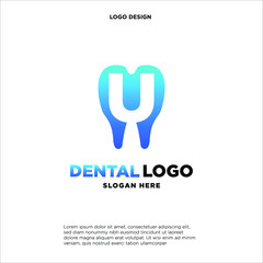Initial Letter U Dental Logo Design Template