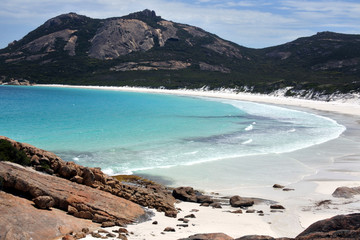 Aerial view of Thistle cove in Cape le grand Western Australia