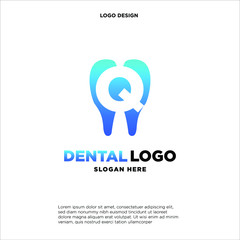 Obraz premium Initial Letter Q Dental Logo Design Template