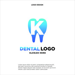 Initial Letter K Dental Logo Design Template