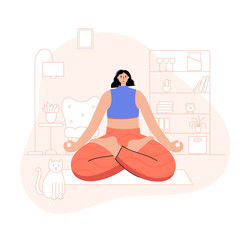 Yoga flat vector illustration. Healthy lifestyle