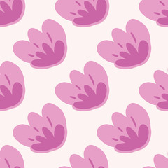 Creative pink flowers seamless pattern on light background. Doodle floral wallpaper