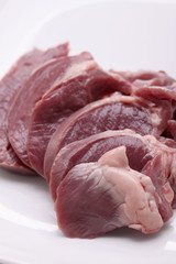 Slices of pig's heart