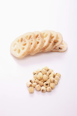 Slices of lotus root and lotus lily bulbs