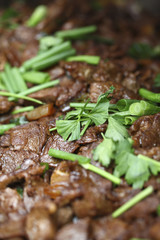 Stir fried beef with spring onion