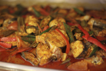 Fish curry with okras