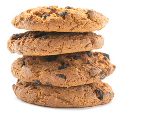 Fototapeta na wymiar chocolate crumb cookies on a white isolated background, macro