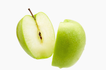 Green apple cut in half
