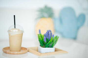 Iced coffee in coffee shop.