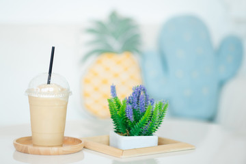 Iced coffee in coffee shop.