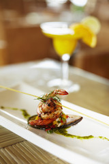 Shrimps mussel as appetizer