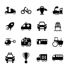 Simple Set of Public Transport Related Vector Line Icons. Contains such Icons as Taxi, Train, Tram and more. Editable Stroke.