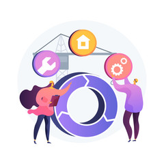 Building information modeling abstract concept vector illustration. Collaborative construction, construction project management, 3D model-based process, operational information abstract metaphor.