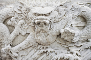Wall carving of a dragon