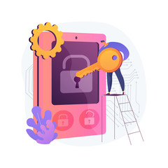 Access control system abstract concept vector illustration. Security system, authorize entry, login credentials, electronic access, password, pass-phrase or PIN verification abstract metaphor.