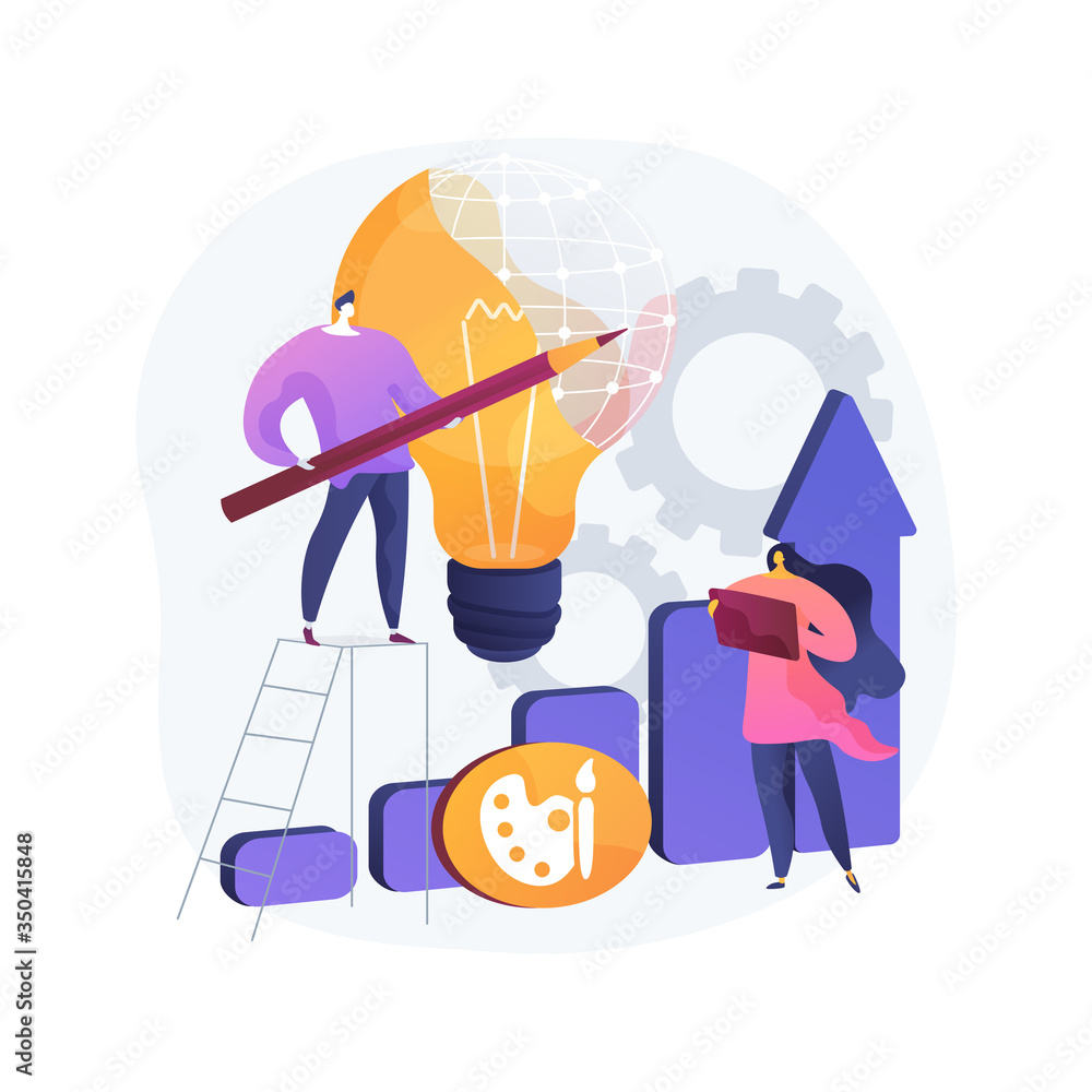 Poster design strategy abstract concept vector illustration. design plan development, project idea implemen