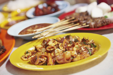 Squid cooked with spicy sauce