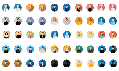 Professions icons over a white background