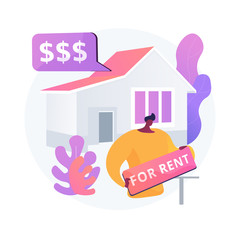 House for rent abstract concept vector illustration. Booking house online, best rental property, real estate service, accommodation marketplace, rental listing, monthly rent abstract metaphor.