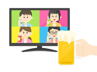 オンライン飲み会のイラスト