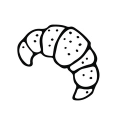 stylized croissant vector illustration isolated on white background. Doodle vector illustration.