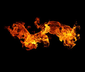 Fire on a black background