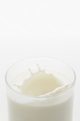 Splashing milk in glass