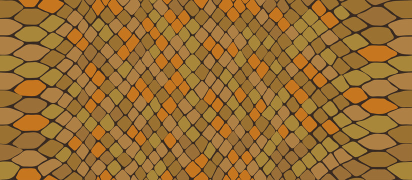 Vector snake skin, reptile camouflage pattern for fabric design. Animal print, seamless python texture. Abstract leather background