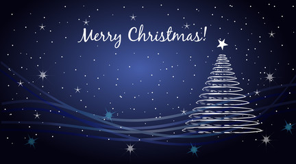 Christmas tree greetings card vector image