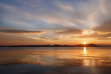 Fototapeta premium サロマ湖の夕景