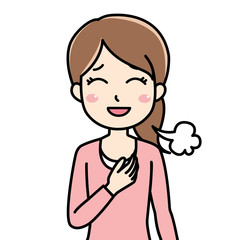 ホッと胸をなでおろす女性