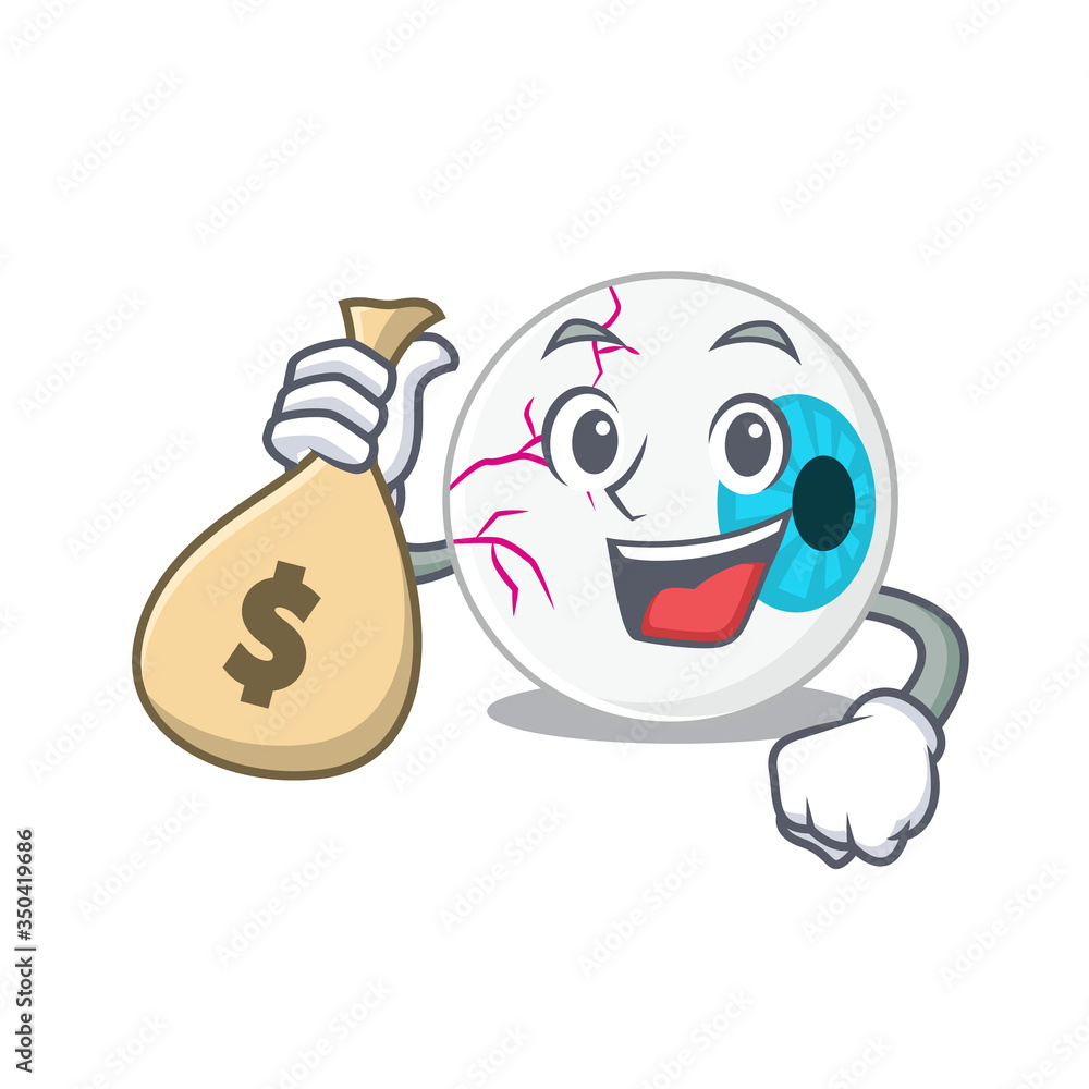 Canvas Prints crazy rich eyeball mascot design having money bags