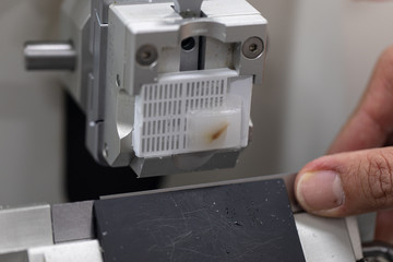 Study Histological sample and preparing a biopsy by use Microtome in Lab.