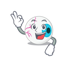 Fototapeta na wymiar Eyeball mascot design style showing Okay gesture finger