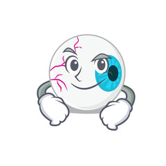 A cute arrogant caricature design of eyeball eyeball having confident gesture