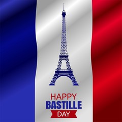 Happy Bastille  Day Vector Illustration