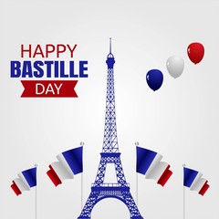 Happy Bastille  Day Vector Illustration