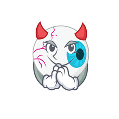 Eyeball clothed as devil cartoon character design concept